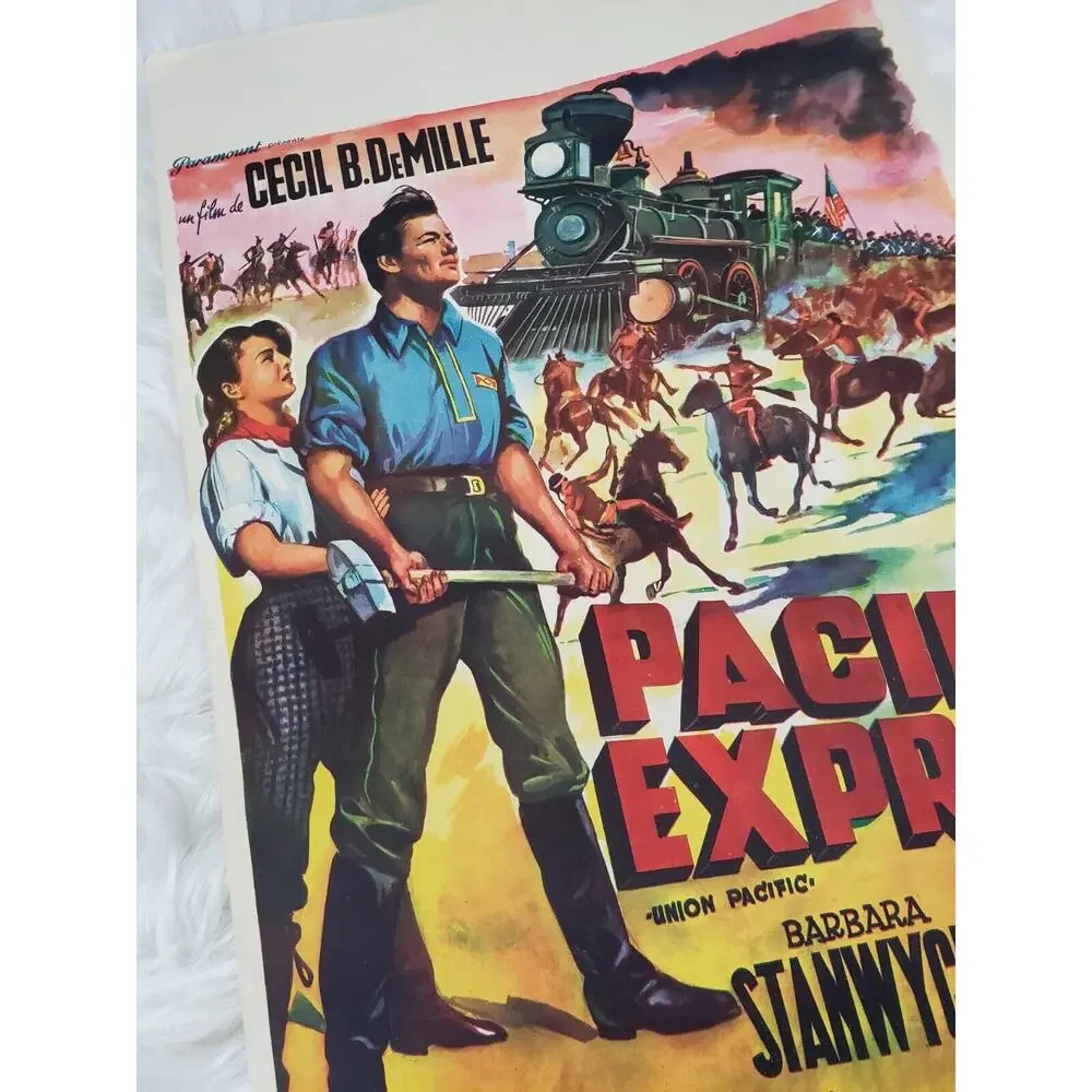 Vintage original Pacific Express Charles McGraw Poster CECIL B. DEMILLE PRESTON‎